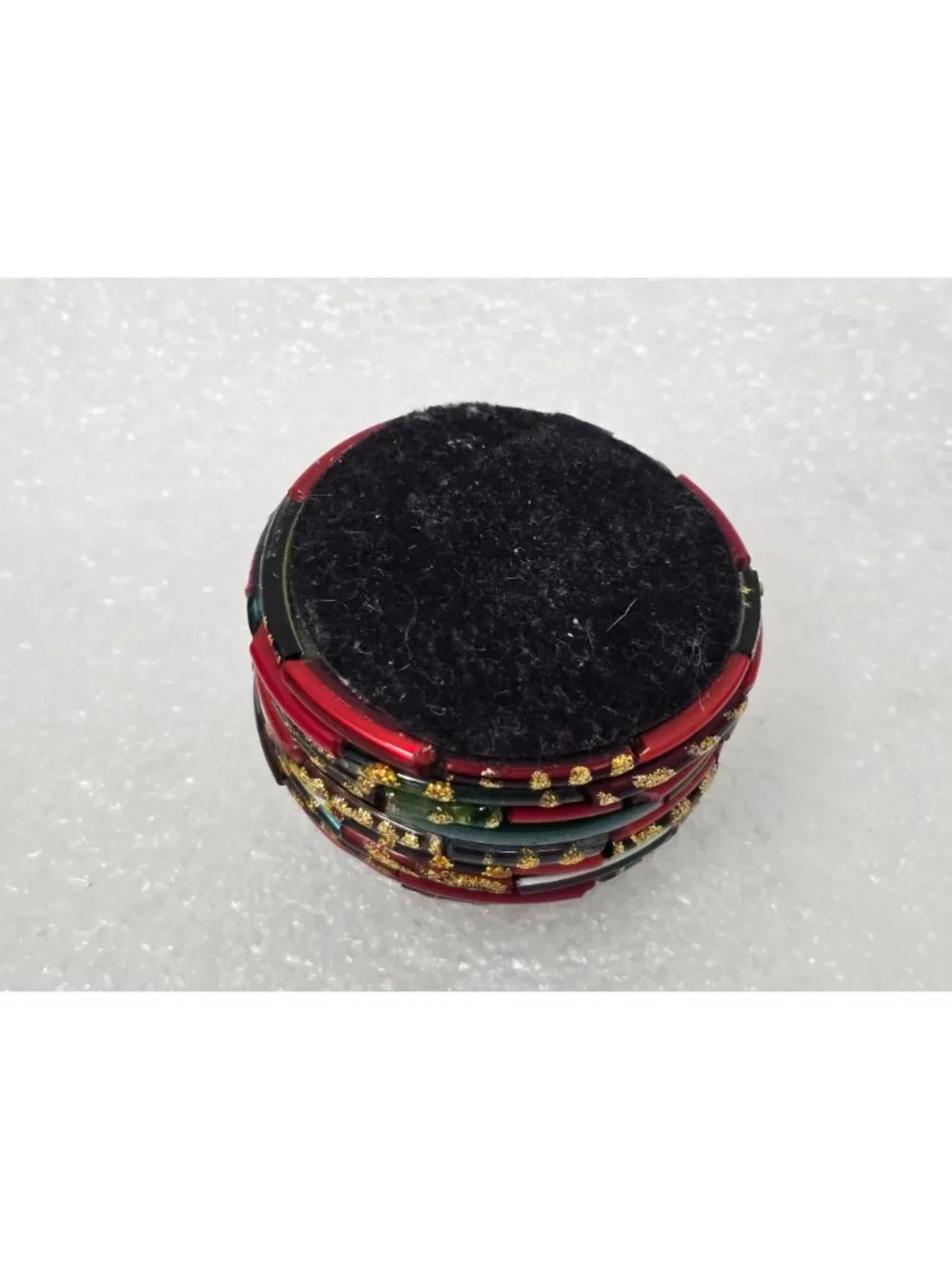 Vintage Venetian Art Glass Millefiori Trinket Box Round Mosaic Jewelry Box Italy